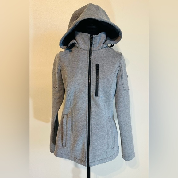 Andrew Marc~ Women’s Full Zip Hooded Knit Scuba‎ Jacket Gray Size Medium - Picture 1 of 11